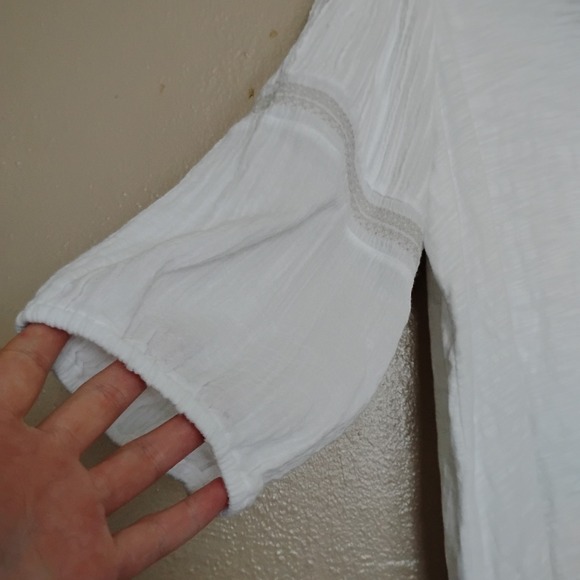 J Jill Top Large P Cotton Gauze Embroidered Puff Sleeves Capsule Pure Jill - Picture 8 of 14